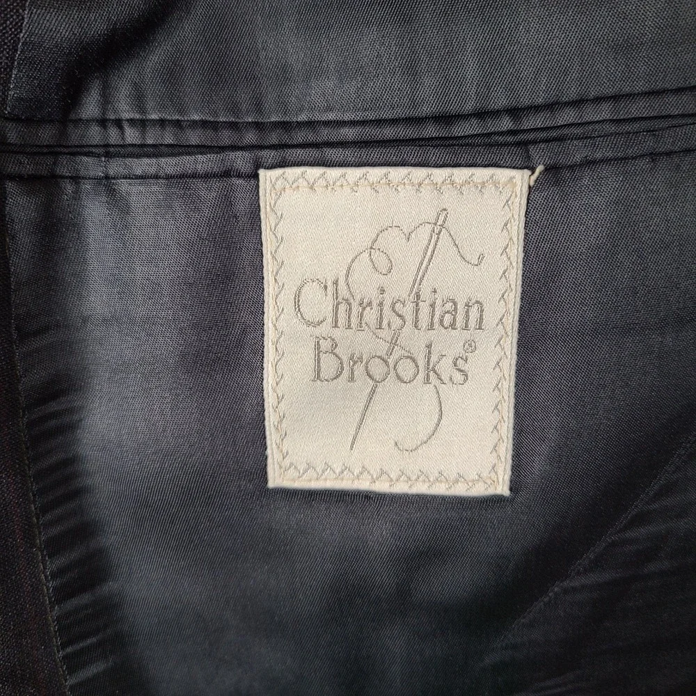 Vintage Christian Brooks Jacket Mens 46L Blue Plaid Blazer Two Button Wool Coat